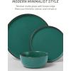 imageFamiware Mercury Plates and Bowls Sets 12 Pieces Stoneware Dinnerware Sets Dishes Set for 4 Microwave and Dishwasher Safe CharcoalDark Green