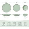 imageFamiware Mercury Plates and Bowls Sets 12 Pieces Stoneware Dinnerware Sets Dishes Set for 4 Microwave and Dishwasher Safe CharcoalLight Green