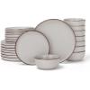 imageFamiware Mercury Plates and Bowls Sets 12 Pieces Stoneware Dinnerware Sets Dishes Set for 4 Microwave and Dishwasher Safe CharcoalLight Grey