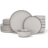 imageFamiware Mercury Plates and Bowls Sets 12 Pieces Stoneware Dinnerware Sets Dishes Set for 4 Microwave and Dishwasher Safe CharcoalLight Grey
