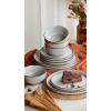 imageFamiware Mercury Plates and Bowls Sets 12 Pieces Stoneware Dinnerware Sets Dishes Set for 4 Microwave and Dishwasher Safe CharcoalLight Grey