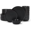 imageFamiware Mercury Plates and Bowls Sets 12 Pieces Stoneware Dinnerware Sets Dishes Set for 4 Microwave and Dishwasher Safe CharcoalMatte Black