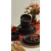 imageFamiware Mercury Plates and Bowls Sets 12 Pieces Stoneware Dinnerware Sets Dishes Set for 4 Microwave and Dishwasher Safe CharcoalMatte Black