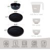 imageFamiware Mercury Plates and Bowls Sets 12 Pieces Stoneware Dinnerware Sets Dishes Set for 4 Microwave and Dishwasher Safe CharcoalMatte Black