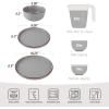 imageFamiware Mercury Plates and Bowls Sets 12 Pieces Stoneware Dinnerware Sets Dishes Set for 4 Microwave and Dishwasher Safe CharcoalMulticolor