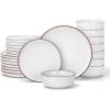 imageFamiware Mercury Plates and Bowls Sets 12 Pieces Stoneware Dinnerware Sets Dishes Set for 4 Microwave and Dishwasher Safe CharcoalWhite