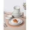 imageFamiware Mercury Plates and Bowls Sets 12 Pieces Stoneware Dinnerware Sets Dishes Set for 4 Microwave and Dishwasher Safe CharcoalWhite