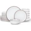 imageFamiware Mercury Plates and Bowls Sets 12 Pieces Stoneware Dinnerware Sets Dishes Set for 4 Microwave and Dishwasher Safe CharcoalWhite