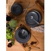 imageFamiware Venus Plates and Bowls Sets 12 Pieces Stoneware Speckled Dinnerware Sets Dishes Set for 4 Microwave and Dishwasher Safe Matte Dark GreyCharcoal
