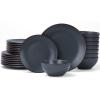 imageFamiware Venus Plates and Bowls Sets 12 Pieces Stoneware Speckled Dinnerware Sets Dishes Set for 4 Microwave and Dishwasher Safe Matte Dark GreyCharcoal