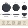 imageFamiware Venus Plates and Bowls Sets 12 Pieces Stoneware Speckled Dinnerware Sets Dishes Set for 4 Microwave and Dishwasher Safe Matte Dark GreyCharcoal