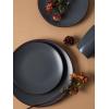 imageFamiware Venus Plates and Bowls Sets 12 Pieces Stoneware Speckled Dinnerware Sets Dishes Set for 4 Microwave and Dishwasher Safe Matte Dark GreyCharcoal
