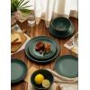 imageFamiware Venus Plates and Bowls Sets 12 Pieces Stoneware Speckled Dinnerware Sets Dishes Set for 4 Microwave and Dishwasher Safe Matte Dark GreyDark Green