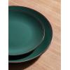 imageFamiware Venus Plates and Bowls Sets 12 Pieces Stoneware Speckled Dinnerware Sets Dishes Set for 4 Microwave and Dishwasher Safe Matte Dark GreyDark Green