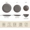imageFamiware Venus Plates and Bowls Sets 12 Pieces Stoneware Speckled Dinnerware Sets Dishes Set for 4 Microwave and Dishwasher Safe Matte Dark GreyDark Gray