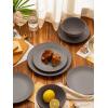 imageFamiware Venus Plates and Bowls Sets 12 Pieces Stoneware Speckled Dinnerware Sets Dishes Set for 4 Microwave and Dishwasher Safe Matte Dark GreyDark Gray