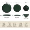 imageFamiware Venus Plates and Bowls Sets 12 Pieces Stoneware Speckled Dinnerware Sets Dishes Set for 4 Microwave and Dishwasher Safe Matte Dark GreyDark Green