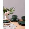 imageFamiware Venus Plates and Bowls Sets 12 Pieces Stoneware Speckled Dinnerware Sets Dishes Set for 4 Microwave and Dishwasher Safe Matte Dark GreyDark Green