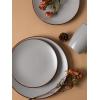 imageFamiware Venus Plates and Bowls Sets 12 Pieces Stoneware Speckled Dinnerware Sets Dishes Set for 4 Microwave and Dishwasher Safe Matte Dark GreyLight Grey