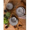 imageFamiware Venus Plates and Bowls Sets 12 Pieces Stoneware Speckled Dinnerware Sets Dishes Set for 4 Microwave and Dishwasher Safe Matte Dark GreyLight Grey