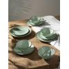 imageFamiware Venus Plates and Bowls Sets 12 Pieces Stoneware Speckled Dinnerware Sets Dishes Set for 4 Microwave and Dishwasher Safe Matte Dark GreyLight Green