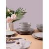 imageFamiware Venus Plates and Bowls Sets 12 Pieces Stoneware Speckled Dinnerware Sets Dishes Set for 4 Microwave and Dishwasher Safe Matte Dark GreyLight Grey