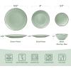 imageFamiware Venus Plates and Bowls Sets 12 Pieces Stoneware Speckled Dinnerware Sets Dishes Set for 4 Microwave and Dishwasher Safe Matte Dark GreyLight Green
