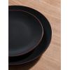 imageFamiware Venus Plates and Bowls Sets 12 Pieces Stoneware Speckled Dinnerware Sets Dishes Set for 4 Microwave and Dishwasher Safe Matte Dark GreyMatte Black