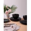 imageFamiware Venus Plates and Bowls Sets 12 Pieces Stoneware Speckled Dinnerware Sets Dishes Set for 4 Microwave and Dishwasher Safe Matte Dark GreyMatte Black