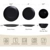 imageFamiware Venus Plates and Bowls Sets 12 Pieces Stoneware Speckled Dinnerware Sets Dishes Set for 4 Microwave and Dishwasher Safe Matte Dark GreyMatte Black