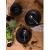 imageFamiware Venus Plates and Bowls Sets 12 Pieces Stoneware Speckled Dinnerware Sets Dishes Set for 4 Microwave and Dishwasher Safe Matte Dark GreyMatte Black