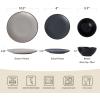 imageFamiware Venus Plates and Bowls Sets 12 Pieces Stoneware Speckled Dinnerware Sets Dishes Set for 4 Microwave and Dishwasher Safe Matte Dark GreyMulticolor