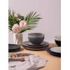 imageFamiware Venus Plates and Bowls Sets 12 Pieces Stoneware Speckled Dinnerware Sets Dishes Set for 4 Microwave and Dishwasher Safe Matte Dark GreyMulticolor