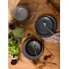imageFamiware Venus Plates and Bowls Sets 12 Pieces Stoneware Speckled Dinnerware Sets Dishes Set for 4 Microwave and Dishwasher Safe Matte Dark GreyMulticolor