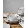 imageFamiware Venus Plates and Bowls Sets 12 Pieces Stoneware Speckled Dinnerware Sets Dishes Set for 4 Microwave and Dishwasher Safe Matte Dark GreyWhite
