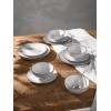 imageFamiware Venus Plates and Bowls Sets 12 Pieces Stoneware Speckled Dinnerware Sets Dishes Set for 4 Microwave and Dishwasher Safe Matte Dark GreyWhite