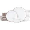 imageFamiware Venus Plates and Bowls Sets 12 Pieces Stoneware Speckled Dinnerware Sets Dishes Set for 4 Microwave and Dishwasher Safe Matte Dark GreyWhite