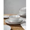 imageFamiware Venus Plates and Bowls Sets 12 Pieces Stoneware Speckled Dinnerware Sets Dishes Set for 4 Microwave and Dishwasher Safe Matte Dark GreyWhite