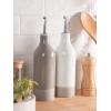 imagefamiware Milkyway 16oz Ceramic Olive Oil Dispenser Bottle Olive Oil and Vinegar Dispenser Bottle Set of 2 with Stainless Steel Pourers Suitable for Storage Vinegar Liquids Dark GrayWhite and Cinnamon Brown