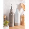 imagefamiware Milkyway 16oz Ceramic Olive Oil Dispenser Bottle Olive Oil and Vinegar Dispenser Bottle Set of 2 with Stainless Steel Pourers Suitable for Storage Vinegar Liquids Dark GrayLight Gray and Cinnamon Brown