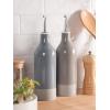 imagefamiware Milkyway 16oz Ceramic Olive Oil Dispenser Bottle Olive Oil and Vinegar Dispenser Bottle Set of 2 with Stainless Steel Pourers Suitable for Storage Vinegar Liquids Dark GrayDark Gray and Cinnamon Brown