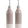 imagefamiware Milkyway 16oz Ceramic Olive Oil Dispenser Bottle Olive Oil and Vinegar Dispenser Bottle Set of 2 with Stainless Steel Pourers Suitable for Storage Vinegar Liquids Dark GrayCinnamon Brown
