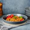 imagefamiware Saturn 4 Pieces Pasta Bowls Set 875 inch Salad Bowls Stackable Large Capacity Perfect for Your Friend for Housewarming Thanksgiving Cinnamon BrownDark Gray