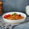 imagefamiware Saturn 4 Pieces Pasta Bowls Set 875 inch Salad Bowls Stackable Large Capacity Perfect for Your Friend for Housewarming Thanksgiving Cinnamon BrownWhite