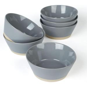imagefamiware Saturn 4 Pieces Pasta Bowls Set 875 inch Salad Bowls Stackable Large Capacity Perfect for Your Friend for Housewarming Thanksgiving Cinnamon BrownDark Gray