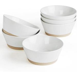 imagefamiware Saturn 4 Pieces Pasta Bowls Set 875 inch Salad Bowls Stackable Large Capacity Perfect for Your Friend for Housewarming Thanksgiving Cinnamon BrownWhite