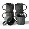 imagefamiware Coffee Mug Set for 6 Star 12 oz Catering Mugs Cup Set with Handle for Coffee Tea Cocoa Milk  Ceramic Stoneware Drinkware Set Matte GreyStarDeep Forest