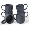 imagefamiware Coffee Mug Set for 6 Star 12 oz Catering Mugs Cup Set with Handle for Coffee Tea Cocoa Milk  Ceramic Stoneware Drinkware Set Matte GreyStarlightMatte Black Grey