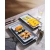 imagefamiware Serving Platter Rectangular 1567141126inch Serving Dishes for Entertaining Dishwasher Safe Stoneware Serving Trays for Party Food Turkey Snack Cheese Reactive Glaze Matte WhiteBlue