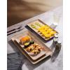 imagefamiware Serving Platter Rectangular 1567141126inch Serving Dishes for Entertaining Dishwasher Safe Stoneware Serving Trays for Party Food Turkey Snack Cheese Reactive Glaze Matte WhiteCinnamon Brown